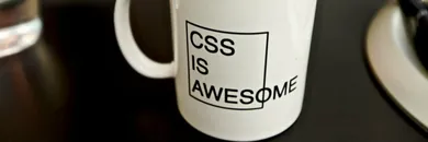 Un mug sur le quel est écrit CSS is awesome. Le texte déborde de son conteneur.